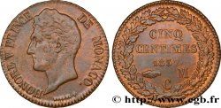 MONACO 5 Centimes Honoré V petite tête en cuivre rouge 1837 Monaco