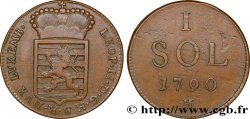 LUXEMBOURG 1 Sol emblème frappe au nom de Léopold II 1790 Günzburg - H TTB 