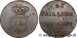 NORWAY 2 Skilling monogramme de Frédéric VI roi du Danemark 1811 Kongsberg
