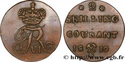 NORWEGEN 2 Skilling monogramme de Frédéric VI roi du Danemark variété avec fleurettes à 5 pétales 1810 Kongsberg