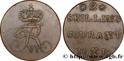 NORUEGA 2 Skilling monogramme de Frédéric VI roi du Danemark variété avec fleurettes à 5 pétales 1810 Kongsberg
