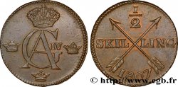 SVEZIA 1/2 Skilling monograme du roi Gustave IV Adolphe 1807 