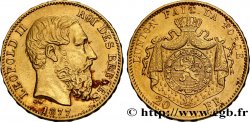 BELGIEN 20 Francs or Léopold II 1877 Bruxelles