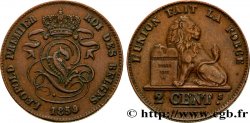 BELGIEN 2 Centimes lion monogramme de Léopold Ier 1859 