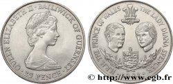 GUERNESEY 25 Pence Mariage Prince Charles et Lady Diana Spencer 1981  SUP 