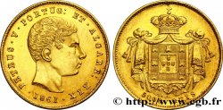PORTOGALLO 5000 Reis ou demi-couronne d or (Meia Coroa)  Pierre V 1861 