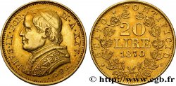 VATICAN - PIUS IX (Giovanni Maria Mastai Ferretti) 20 Lire an XXV 1870 Rome