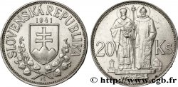 ESLOVAQUIA 20 Korun St Cyril et St Méthode variété avec croix à simple barre 1941 
