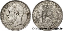 BELGIQUE 5 Francs Léopold II / Écu couronné 1875 