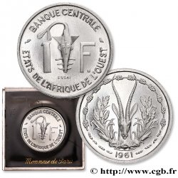 ESTADOS DE ÁFRICA DEL OESTE Essai de 1 Franc masque / antilope 1961 Paris