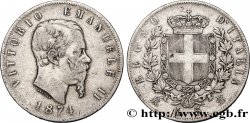 ITALIE 5 Lire Victor Emmanuel II 1874 Milan