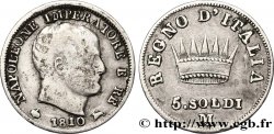 ITALIA - REINO DE ITALIA - NAPOLEóNE I 5 Soldi Napoléon Empereur et Roi d’Italie 1810 Milan