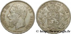 BELGIUM 5 Francs Léopold II / Écu couronné 1869 