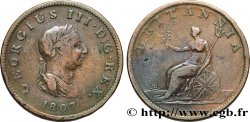 REINO UNIDO 1/2 Penny Georges III tête laurée 1807 