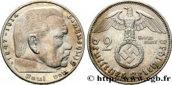 ALEMANIA 2 Reichsmark aigle surmontant une swastika / Maréchal Paul von Hindenburg 1938 Muldenhütten