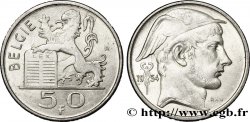 BELGIQUE 50 Francs lion posé sur les tables de la loi / Mercure légende flamande 1954 