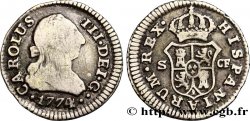 ESPAGNE 1/2 Real Charles III 1774 Séville TB+ 