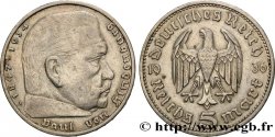 ALEMANIA 5 Reichsmark Aigle / Maréchal Paul von Hindenburg 1936 Berlin