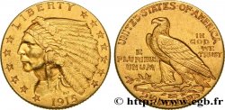 ÉTATS-UNIS D AMÉRIQUE 2 1/2 Dollars or (Quarter Eagle) type “tête d’indien”  1915 Philadelphie