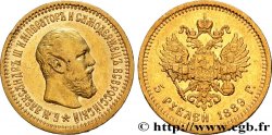 RUSSIE 5 Roubles Alexandre III 1889 Saint-Petersbourg TTB+ 