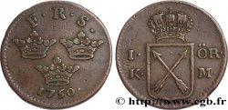 SWEDEN 1 Ore 3 couronnes Frédéric I 1750 