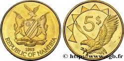NAMIBIE 5 Dollars armes / Aigle plongeur d’Afrique 1993 
