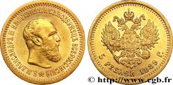 RUSSIE 5 Roubles Alexandre III 1889 Saint-Petersbourg TTB+ 