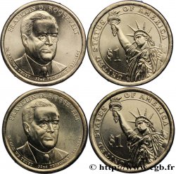 ÉTATS-UNIS D AMÉRIQUE Lot de deux monnaies 1 Dollar Franklin Delano Roosevelt 2014 Denver