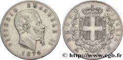 ITALIA 5 Lire Victor Emmanuel II 1874 Milan
