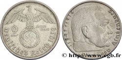 ALEMANIA 2 Reichsmark aigle surmontant une swastika / Maréchal Paul von Hindenburg 1939 Berlin