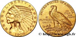 STATI UNITI D AMERICA 5 Dollars or  Indian Head  1908 Denver
