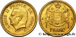 MONACO 1 Franc Louis II / armes (1943) Paris