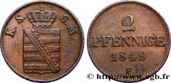 GERMANY - SAXONY 2 Pfennige Royaume de Saxe, blason 1849 Dresde