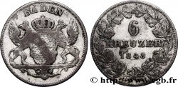 ALLEMAGNE - BADE 6 Kreuzer Grand-Duché de Bade 1843 
