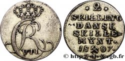 NORUEGA 2 Skilling monogramme de Christian VII roi du Danemark 1807 