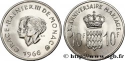 MONACO 10 Francs argent, dixième anniversaire du mariage 1966 Paris