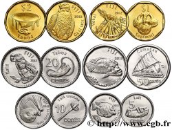 FIDJI Lot de 6 monnaies 5, 10, 20 et 50 Cents, 1 et 2 Dollars 2012 