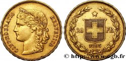 SUIZA 20 Francs or buste diadémé d Helvetia 1895 Berne