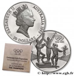 AUSTRALIE 20 Dollars Proof Centenaire du Comité Olympique : Athlètes sur podium 1993 