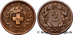 SUISSE 2 Centimes (Rappen) croix suisse 1890 Berne