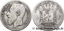 BELGIQUE 2 Francs Léopold II légende française 1867 