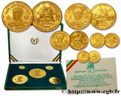 ETHIOPIA Coffret de 5 pièces en or : 200 dollars, 100 dollars, 50 dollars, 20 dollars et 10 dollars Proof 1966 