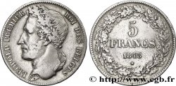 BÉLGICA 5 Francs Léopold Ier tête laurée 1848 