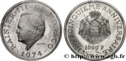 MONACO 1000 Francs proof Platine 25e anniversaire de règne de Rainier III 1974 Paris