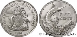 BAHAMAS 50 Cents Proof emblème / Marlin bleu 1974  MS 