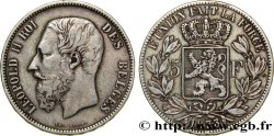 BELGIUM 5 Francs Léopold II tranche position A 1873  XF 