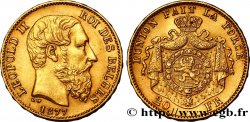 BELGIQUE 20 Francs or Léopold II 1877 Bruxelles