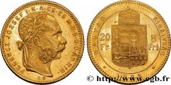 HONGRIE 20 Francs or ou 8 Forint, 2e type François-Joseph Ier 1882 Kremnitz SUP 