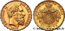 BELGIQUE 20 Francs or Léopold II 1877 Bruxelles