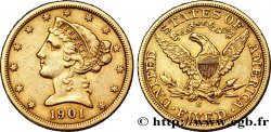 ÉTATS-UNIS D&nbsp;AMÉRIQUE 5 Dollars &nbsp;Liberty&nbsp; 1901 San Francisco XF 